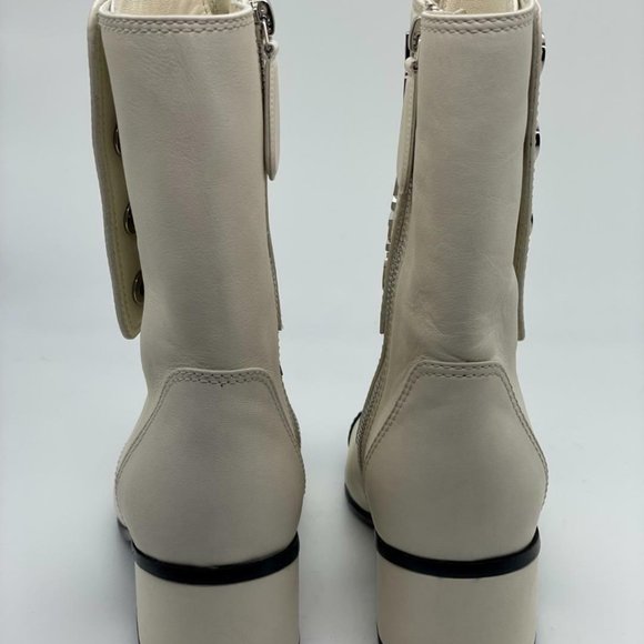 CHANEL 19B Two Tone Calfskin Leather Signature Logo Lace Up Booties Boots - Picture 9 of 14